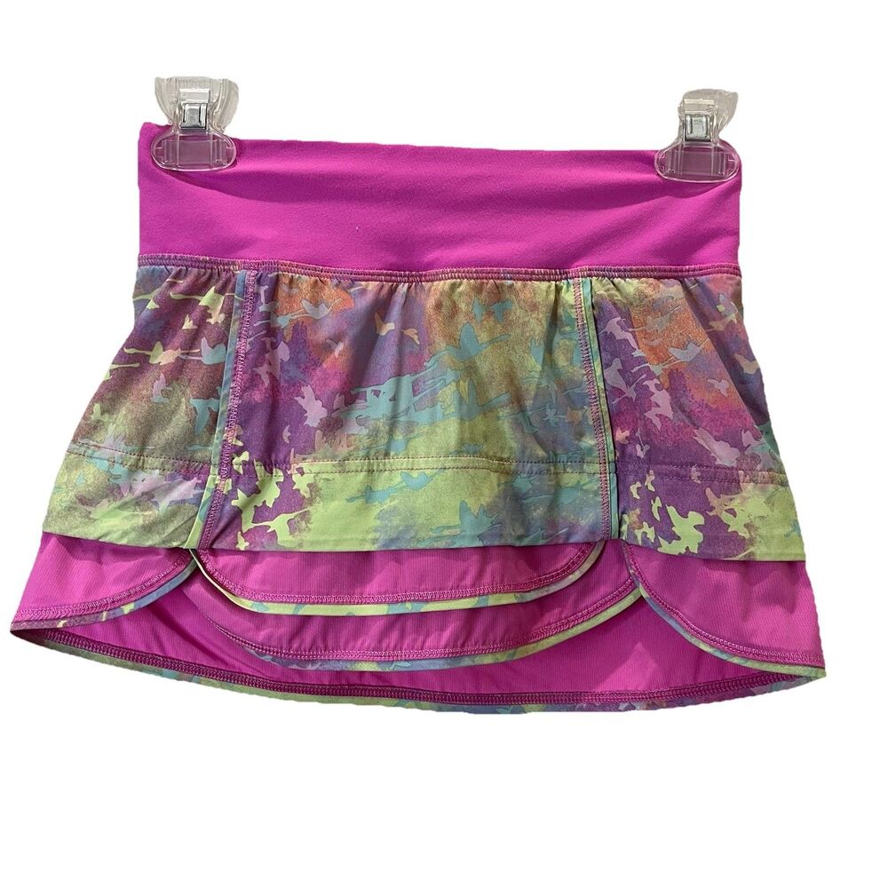 Ivivva by Lululemon Girls Skort Set The Pace Pink Tie Dye Tennis Skirt Size 10